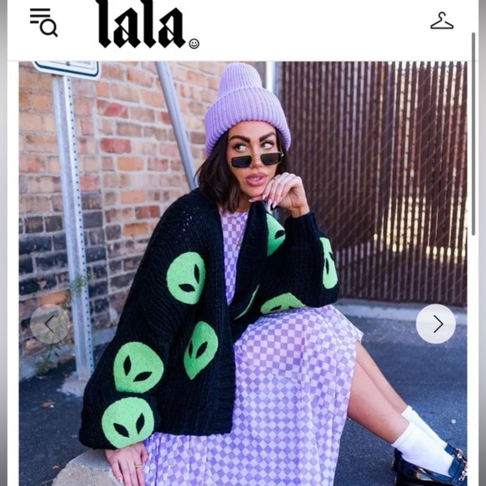 Dressed In Lala Visionary Hand Knit Alien Cardigan in size L/XL